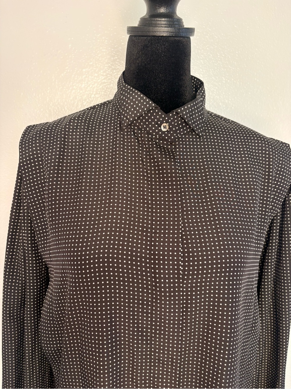 Liz Claiborne black and white polka dots Long Sleeve Blouse SIZE 12 (L) - Picture 8 of 9